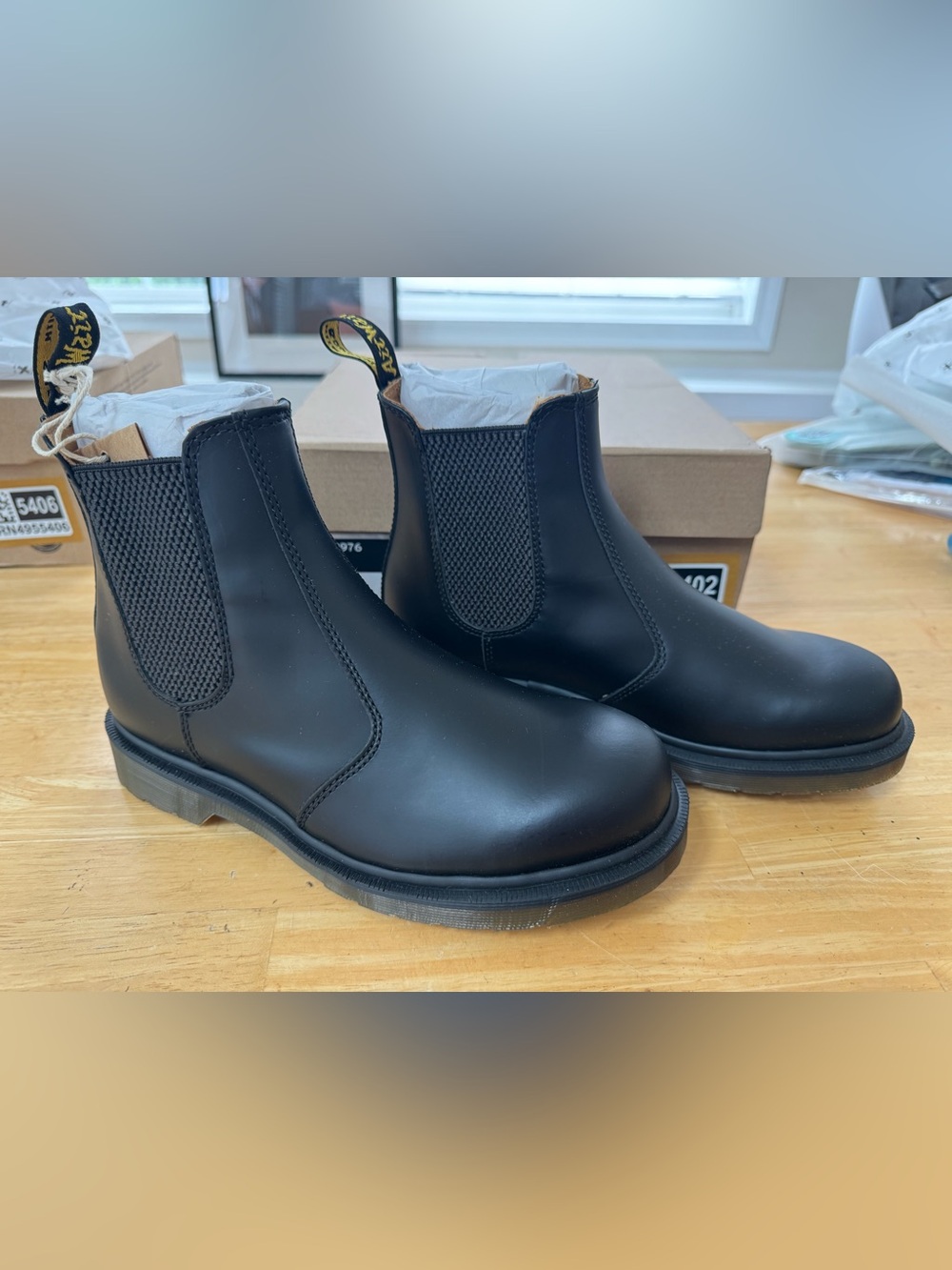 Dr. Martens Black Smooth Chelsea Boots with Translucent AirWair Sole